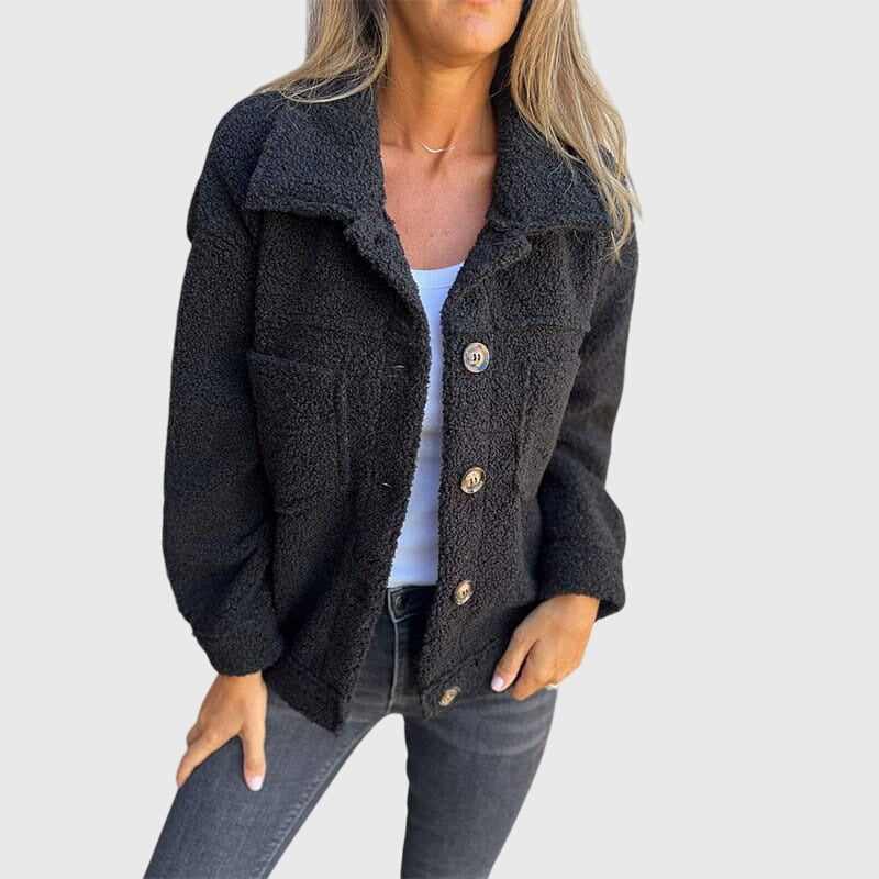 Zara – Elegancka kurtka z guzikami typu teddy