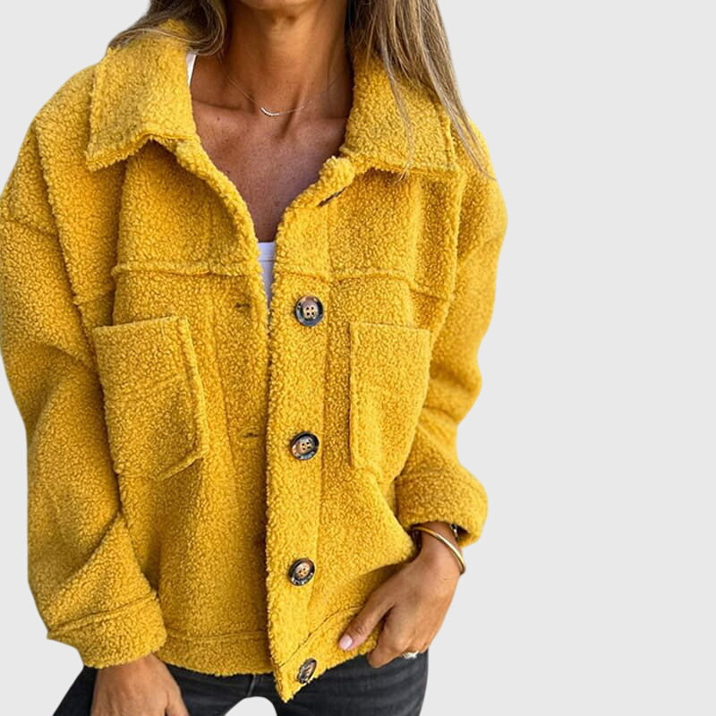Zara – Elegancka kurtka z guzikami typu teddy