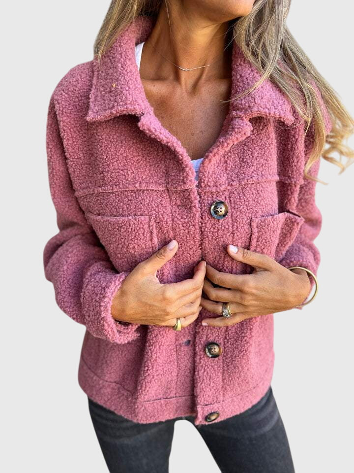 Zara – Elegancka kurtka z guzikami typu teddy