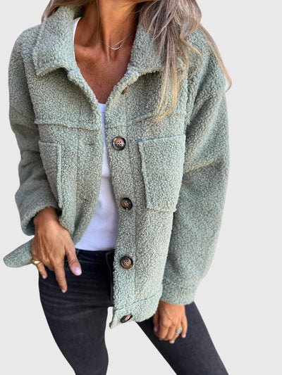 Zara – Elegancka kurtka z guzikami typu teddy