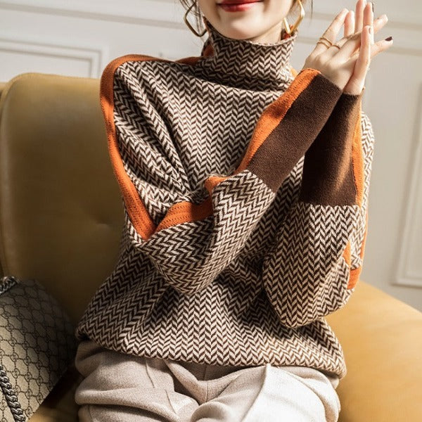 Lola – sweter z golfem w kontrastowym kolorze