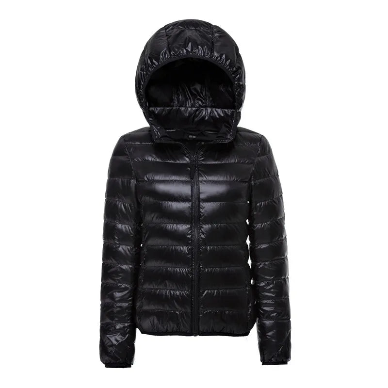 Women Hooded Short Puffer Jackets 2023 New Arrivals 90% White Duck Down Autumn Winter Ultra Lightweight Keep Warm Coats