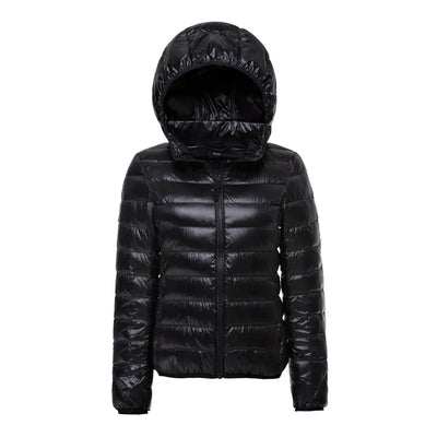 Women Hooded Short Puffer Jackets 2023 New Arrivals 90% White Duck Down Autumn Winter Ultra Lightweight Keep Warm Coats
