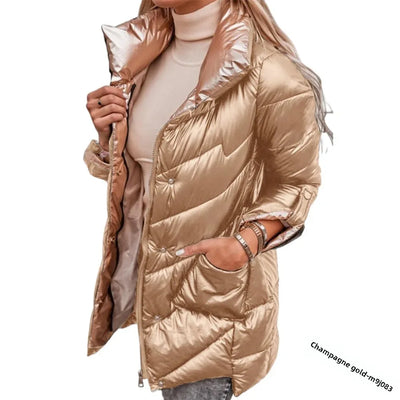 Winter Women's Cotton-Padded Jacket Smooth Extendable Sleeves Cross-Border Fashionable Comfortable Soft Material Coat