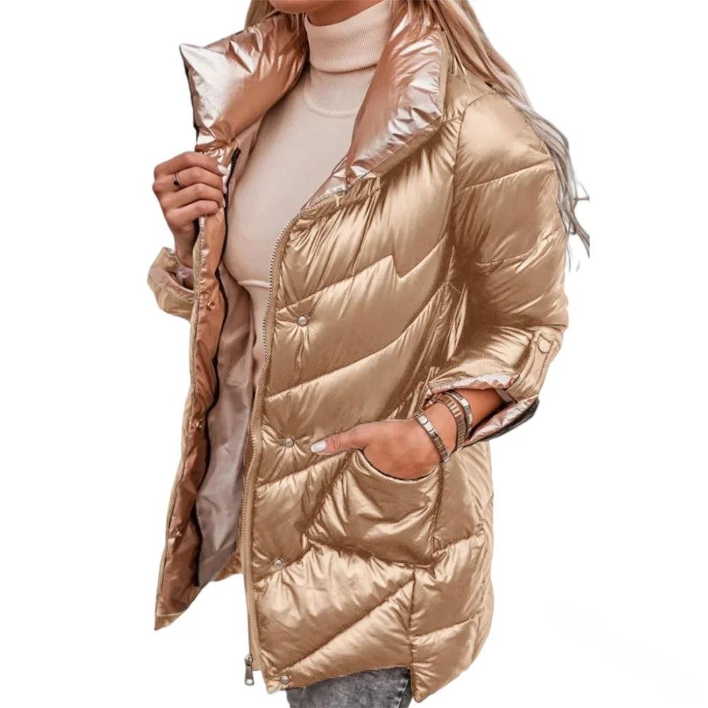 Winter Women's Cotton-Padded Jacket Smooth Extendable Sleeves Cross-Border Fashionable Comfortable Soft Material Coat