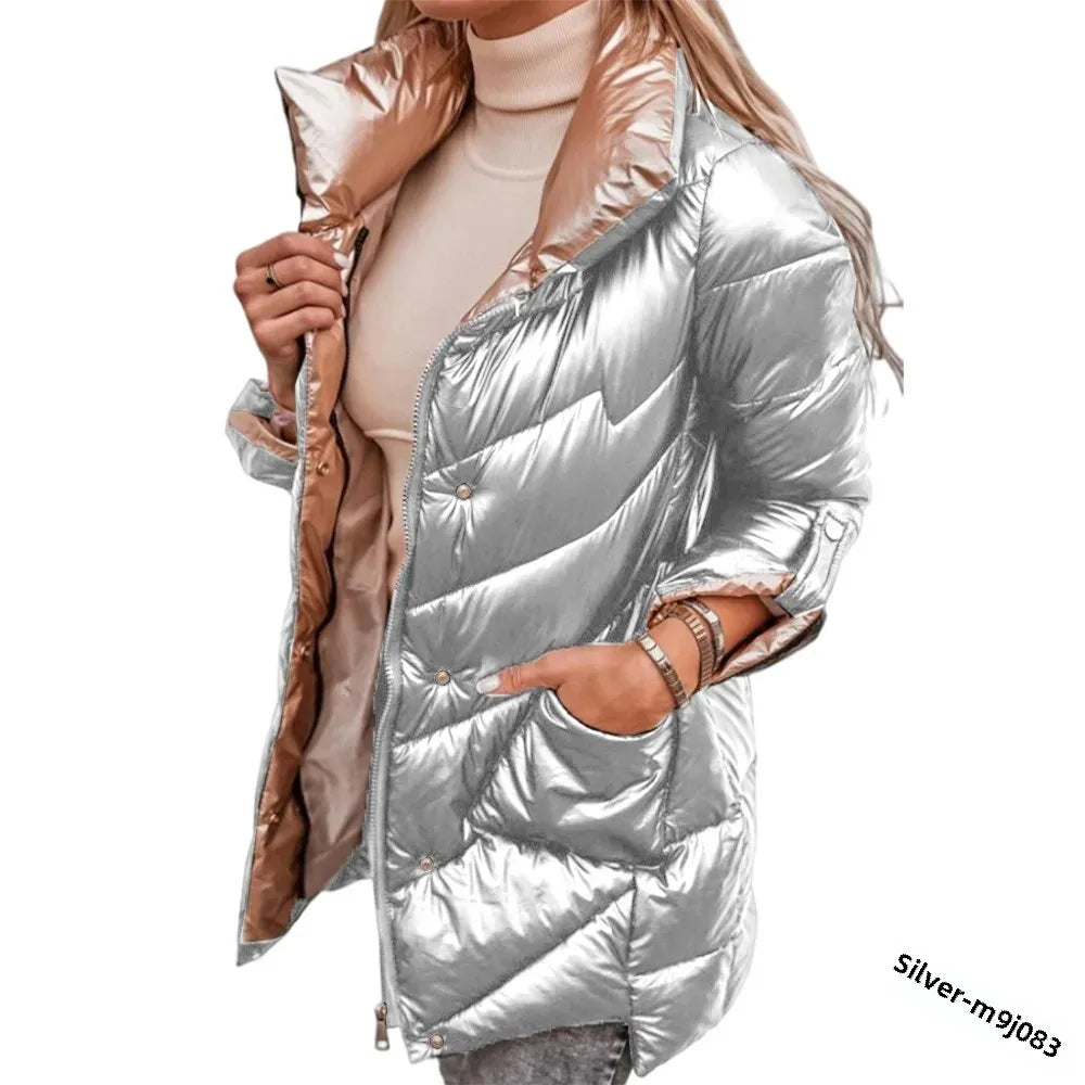 Winter Women's Cotton-Padded Jacket Smooth Extendable Sleeves Cross-Border Fashionable Comfortable Soft Material Coat